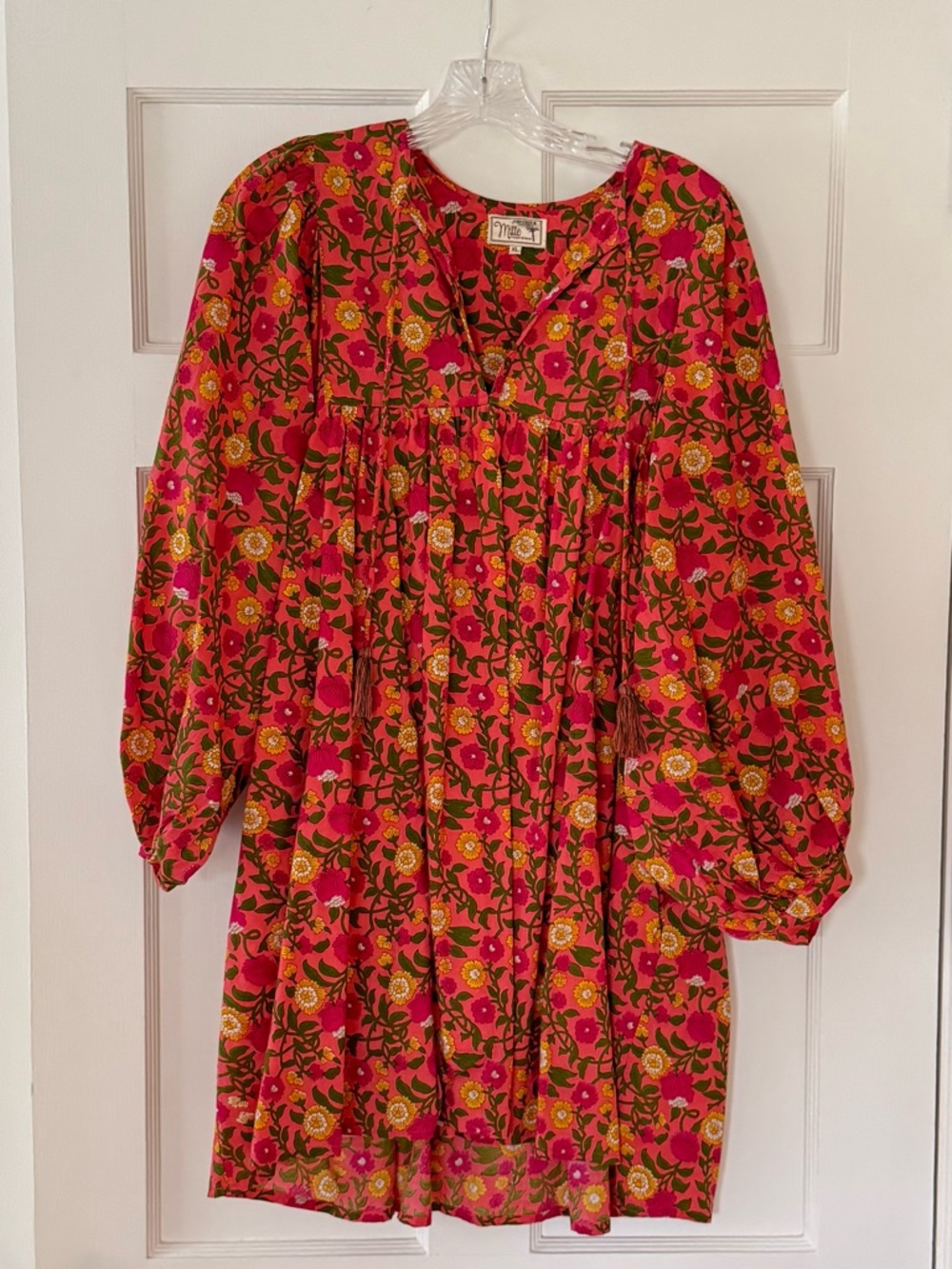 Women’s Floral Mini Dress in Bright Pink - Boho Tunic Style